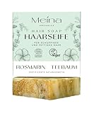 Meina Naturkosmetik - Bio Haarseife für fettiges Haar gegen Schuppen mit Teebaum und Rosmarin, Zertifiziert, Vegan, Nachhaltig, Handgemacht, Plastikfrei, Ohne Palmöl, Wie ein festes Shampoo - 80g