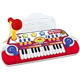 Bontempi | MiniKeyFun: 24-Tasten-Spielzeug mit Mikrofon und Lesepult für kleine Musiker
