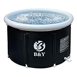 B&Y Faltbare Erwachsene Badewanne 89x55cm Eisbaden Tonne Aufblasbare Eisbad für Athleten und Sportler, 342L Freistehende Ice Tub Eisfass für Kaltwassertherapie
