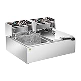 VIVOHOME 19,6L Öl-Fritteuse 5000W Große Doppel-Fritteuse mit stufenlosem Temperaturregelung Professionelle Fritteuse mit 2 Frittierkörbe für den gewerblichen und privaten Gebrauch