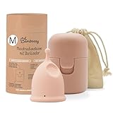 Bamboozy Luxus Menstruationstasse mit Sterilisator (M) - Wiederverwendbare Menstruationstasse aus Medizinischem Silikon - Bis zu 12 Stunden Schutz - Nachhaltig, Plastikfrei, ohne BPA