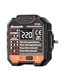 DEWENWILS Steckdosentester mit RCD-Prüfung und LCD-Voltage-Display, Kontrollleuchten-Anzeige, FI Test, 48-250V/45-65Hz, CAT ll 300V