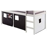 IDIMEX Vorhang Gardine Bettvorhang Classic zu Hochbett Rutschbett Spielbett in schwarz/Weiss Pirat