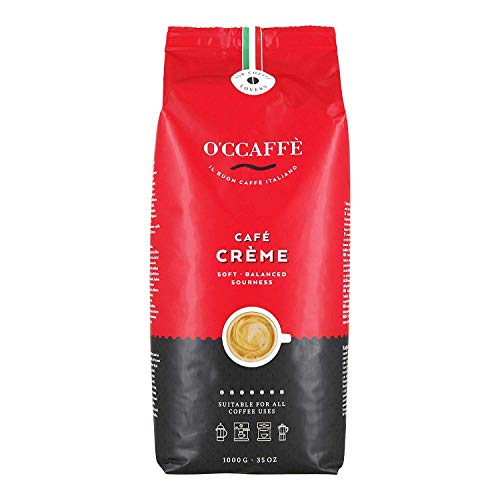 O'CCAFFÈ – Café Crème | 1 kg ganze Kaffeebohnen | säurearmer, aromatischer Kaffee Crema | extra langsame Trommelröstung aus italienischem Familienbetrieb
