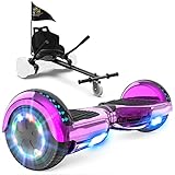 GeekMe Hoverboards mit Sitz, Hoverboards Hoverkart,Hoverboards Go-Kart mit Bluetooth-Lautsprecher LED-Leuchten, Geschenk für Kinder Jugendliche Erwachsen