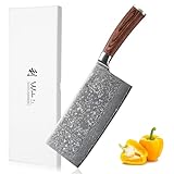 Wakoli EDIB Sakura Hackmesser 19 cm | Damast Hackbeil & Kochmesser aus 67 Lagen mit VG10 Kern, robuste Klinge und Pakkaholzgriff | Scharfes Küchenmesser für Fleisch, Gemüse & Kräuter in Geschenkbox
