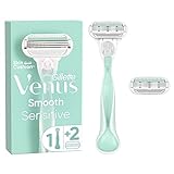Gillette Venus Smooth Sensitive Rasierer Damen, Damenrasierer + 2 Rasierklingen