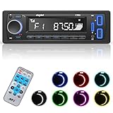 Autoradio Bluetooth 5.0,Avylet Autoradio mit Bluetooth Freisprecheinrichtung,7 Farben FM Autoradio 1 Din mit 2 USB/AUX/Speicherkarte/MP3-Player