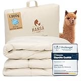 HANSA-FARM | Baby Alpaka Bio-Bettdecke 135 x 200 cm (Füllung 1.900g) - Winter extra warm - atmungsaktiv und temperaturausgleichend - Große Aufbewahrungstasche