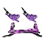 Hellery MTB Hydraulische Scheibenbremsen Set Fahrrad-bremsen Unisex –aluminiumlegierung Fahrrad Bremshebel Vorne 800mm Hinten 1450mm - Violett