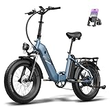 Fafrees FF20 Polar E Bike Klapprad Elektrofahrrad 20 * 4.0 Zoll, Fatbike Doppelbatterie 10.4Ah*2, E-Fahrrad Reichweite bis zu 95-160km, Mountain e Bike Herren Damen (Blau)