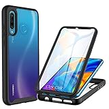 CENHUFO für Huawei P30 Lite Hülle, 360 Grad Schutzhülle Stoßfest Panzerhülle mit Eingebautem Displayschutz Outdoor Bumper Full Cover Case Handyhülle für Huawei P30 Lite/New Edition - Schwarz