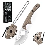 SPITZKANTE Neck Knife HO-YN, Kleines Messer Outdoor mit 360 Grad Verstellbarer Clip, 42a konform Halskette messer, Gut Hook, 6, 2cm Klingenlänge mit Integrierte Pfeife, Kugelkette