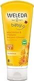 WELEDA Bio Calendula Baby Waschlotion & Shampoo - veganes Naturkosmetik Duschgel zur Hautpflege / Haarpflege bei Neugeborenen. Babypflege Dusche für empfindliche Haut, mild zu den Augen (1x 200ml)