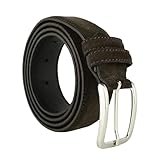 GRESEL Damen und Herren Wildleder Gürtel, Echtes Leder, Made in Italy, Kürzbar Braun 110 (Größe 48-50)
