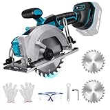 Akku Mini Kreissäge Für Makita 18 V, Bürstenlose Handkreissäge Mit 2 Sägeblättern, Kupfermotor Kann Diagonal Schneiden 6200RPM Für Holzbearbeitung Holz, Metall, Fliesen & Plastik (140MM)