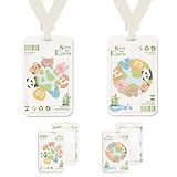 2 Stück Kartenhülle mit Band, ABA Kunststoff Einziehbare Ausweishülle, Transparente Id Card Holder, Cute Kartenhülle, Busfahrkarten Hülle Schüler, für ID Karten,Work ID,Studentenausweis (bunt)