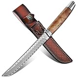 Dragon Creek Damastmesser Outdoor – Feststehende Klinge, Camping, Wanderungen & Survival | Hochwertiger Damaststahl, hohe Härte und Zähigkeit，Langlebig & Scharf | Überlebensmesser, Abenteuer
