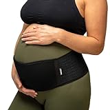 BABYGO® Bauchband Schwangerschaft | Bauchgürtel und Rückenstütze für Schwangerschaft | Schwangerschaftsgürtel, Stützgürtel, bauchstütze, beckengurt | (Schwarz, One Size - (36-46)