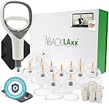 BACKLAxx ® Schröpfgläser mit Vakuumpumpe – Zertifiziertes Medizinprodukt - Hochwertig medizinisch Schröpfen mit Therapiemagneten inkl. Videokurs (12 Stück) – Schröpfgläser Silikon Schröpfset