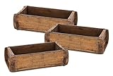 Spetebo Ziegelform Holzkiste mit Metall Beschlägen 30 x 15 cm - 3er Pack - Vintage Deko Kiste aus Altholz - Dekokiste Allzweck Box aus altem recyceltem Holz shabby used look