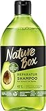 Nature Box Shampoo Reparatur (385 ml), strapaziertes Haar mit kaltgepresstem Avocado-Öl, Haarshampoo für Schutz vor Spliss, Flasche aus 100 % recyceltem Social Plastic