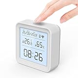 eMylo WiFi Thermometer Hygrometer Innen, Tuya Bluetooth Raumthermometer wlan Temperatursensor mit Smart App, LCD-Bildschirm Digitales Thermo-Hygrometer für Raumtemperatur, Keller, Babyzimme