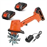MObyat Elektrische Akku-Grubberfräse, Kleine Gartenfräse Mit Wiederaufladbarem Lithium-Akku, 10 cm Fräsbreite, 10 cm Arbeitstiefe, 1–2 Stunden Ladezeit, Für Bauernhof, Hof, Rasen