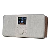 MangoKit SR20 Stereo WiFi Internet Radio mit DAB/DAB+ Digitalradio,Podcast-Player,Smart Radios mit Bluetooth,UKW-Radio,Küchenradio mit Netz-und Batteriebetrieb,Farbdisplay,Doppelalarm-Walnuss