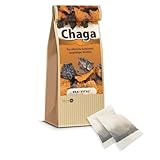 Chaga Pilz portioniert in 60 Beuteln je 1g wild gesammelt Schonend getrocknet vegan Qualität vom Fachhandel Broschüre mit vielen Rezepten (60 Stück (1er Pack))