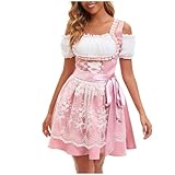 Dirndl Für Damen Trachtenrock Midi Kleid Trachtenrock Kleid Für Oktoberfest, Bierfest Damenkostüm Elegantes Bühnenoutfit Mittelalterliches Kleid mit Verzierungen für Festivals Veranstaltungen