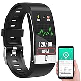 Newgen Medicals Uhr Blutdruck: Fitness-Armband mit EKG-, Herzfrequenz- & SpO2-Anzeige, IP67 (Fitnessarmband, Smartwatch Pulsmesser Blutdruck, Blutdruckmessgerät)