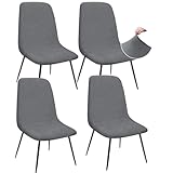 Granbest Jacquard Verdickte Elastisch Essen Stuhlhussen, Niedriger Rücken Stuhlabdeckun für Hotel,Bankett,Hochzeit,Partei Deko (Set von 4, Grau)