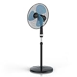 Brandson - Standventilator 40cm - Preisträger 2024 - Ventilator höhenverstellbar bis 122 cm - mobiler Lüfter, hoher Luftdurchsatz, 3 Geschwindigkeitsstufen, Oszillationsfunktion 80°