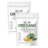 Oregano Öl,Oreganoöl Softgels,Oil of Oregano Softgels,2-in-1 6000 mg Oreganoöl mit Schwarzsamenöl,Oregano Öl Bio Kapseln Vegan,hochwirksame Immun- und Verdauungsunterstützung (2)