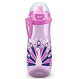 NUK Sports Cup Kinder Trinkflasche mit Chamäleon-Effekt | 24+ Monate | mit Farbwechsel | auslaufsichere Push-Pull-Trinktülle | Clip & Schutzkappe | BPA-frei | 450 ml | Pfau (lila)