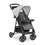 Hauck Kinder Buggy Shopper Neo II mit zwei Getränke- und Zubehör Ablagen, Einhändig Klein Zusammenklappbar, Leicht, Bis 25 kg, mit Liegefunktion, Tasche im Verdeck, XL Einkaufskorb (Grey)