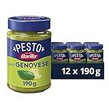 Barilla Pesto alla Genovese 12x190g | Glutenfreie Italienische Pasta-Sauce mit 100% italienischem Basilikum aus nachhaltiger Landwirtschaft und Parmigiano Reggiano, Nudel-Soße, grünes Pesto Verde