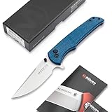 Magnum BÖKER Bluejay Flipper Messer - Button Lock Taschenmesser mit Micarta Griff blau - Einhandmesser mit scharfer 440A Klinge - EDC Gentleman Folder mit Clip - Klappmesser modern in Geschenk-Box