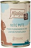 MjAMjAM - Premium Nassfutter für Katzen - purer Fleischgenuss - gute Pute pur, 6er Pack (6 x 400 g), getreidefrei mit extra viel Fleisch