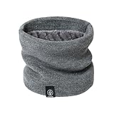 pipisweet Modischer Damen-Strickschal, einfarbig, Kaschmir-ähnlich, Winter, Schlauchschal, warm, Wollfell, dick, Unisex, Herren, Halstuch, Ring, grau, 16CM_18CM