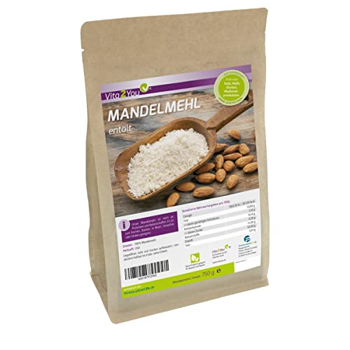 Mandelmehl 750g - entölt - wenig Kohlenhydrate - hoher Proteingehalt - feines Pulver - im Zippbeutel - Premium Qualität