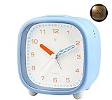 Ayybboo Wecker Kinder Ohne Ticken mit Snooze und Nachtlicht,Kinderwecker Batteriebetrieben Lernwecker für Jungen und Mädchen,Quarz Analog Wecker für Kinder (Blau)