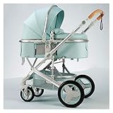 MEHWSAR Umbaubarer Kinderwagen 2-in-1, Kinderwagen mit Babywanne, umkehrbarer Kinderwagen, tragbarer Baby-Buggy, zusammenklappbarer Hochquersportwagen for Neugeborene(Blauw)