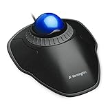 Kensington Orbit TrackBall, Kabelgebundene ergonomische TrackBall-Maus mit Scroll-Ring, 40 mm Kugel, Kompatibel mit Windows & macOS, für Rechts- und Linkshänder, Schwarz/Blau, K72337EU