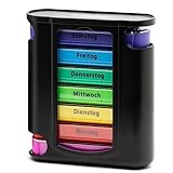 Foubiss Tablettenbox 7 Tage – BPA-frei – 4 Fächer täglich – Pillendose für unterwegs – Medikamentenbox für morgens, mittags, abends, nachts – seniorenfreundlich