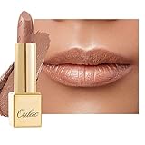 OULAC Lippenstift Metallic Glanz Finish, Kein Körniges Gefühl Lipstick mit Langanhaltend Feuchtigkeitsspendende und Wasserdicht, Vegan, 4.3g, (10) Sahara Gold