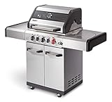 Enders Gasgrill Kansas II Pro 3 SIK Turbo, Gasgrill, 3 Brenner mit doppelwandiger Garhaube und Switch Grid,Turbo Zone (800 °C), Gas Grill mit Backburner & Infrarotbrenner, Seitenkocher, silber,#8713