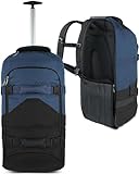 normani Reisetasche Trolley mit Rucksackfunktion 90 Liter - Backpacker mit Frontloader prakticher Reisetrolley und Rucksack in Einem mit 7 Fächern Farbe Schwarz/Navy