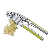 Holibanna Knoblauchpresse aus mit Walnussknackerfunktion Ergonomischer Grüner Griff Fein Zerkleinernder Knoblauch und Ingwerpresse Spülmaschinenfest Küchenhelfer für Schnelles Kochen